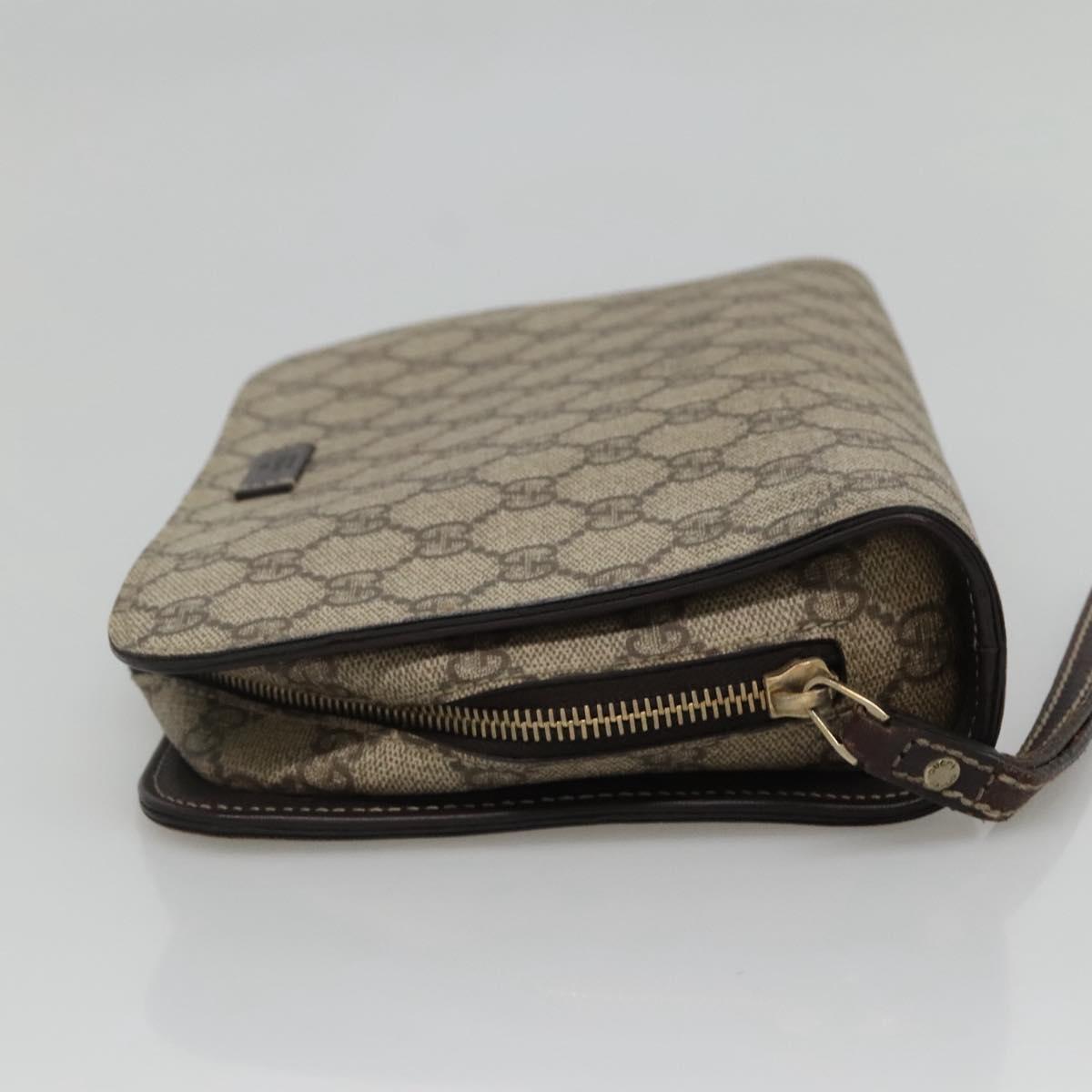 GUCCI GG Supreme Clutch Bag PVC Beige 201755 Auth ep10045