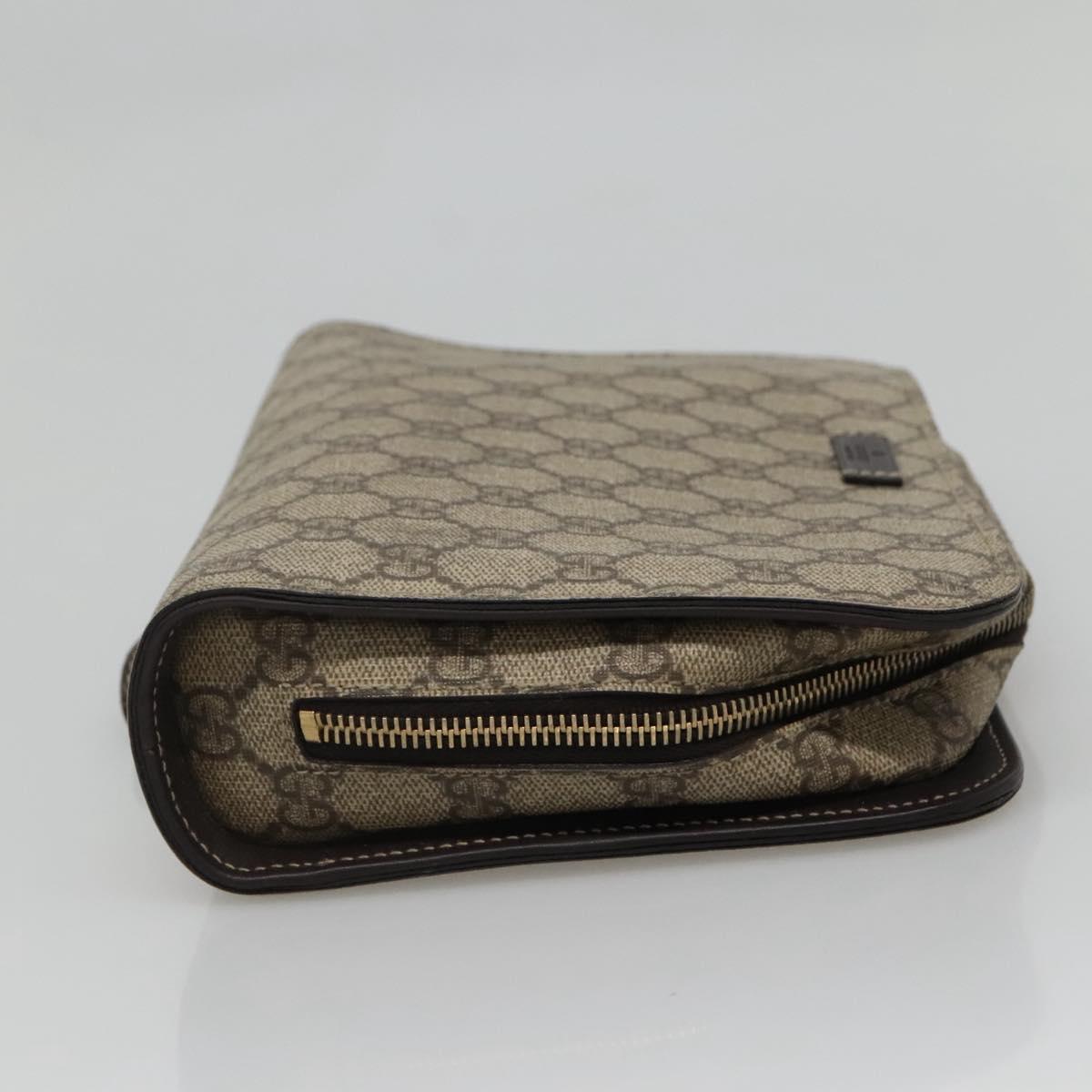 GUCCI GG Supreme Clutch Bag PVC Beige 201755 Auth ep10045