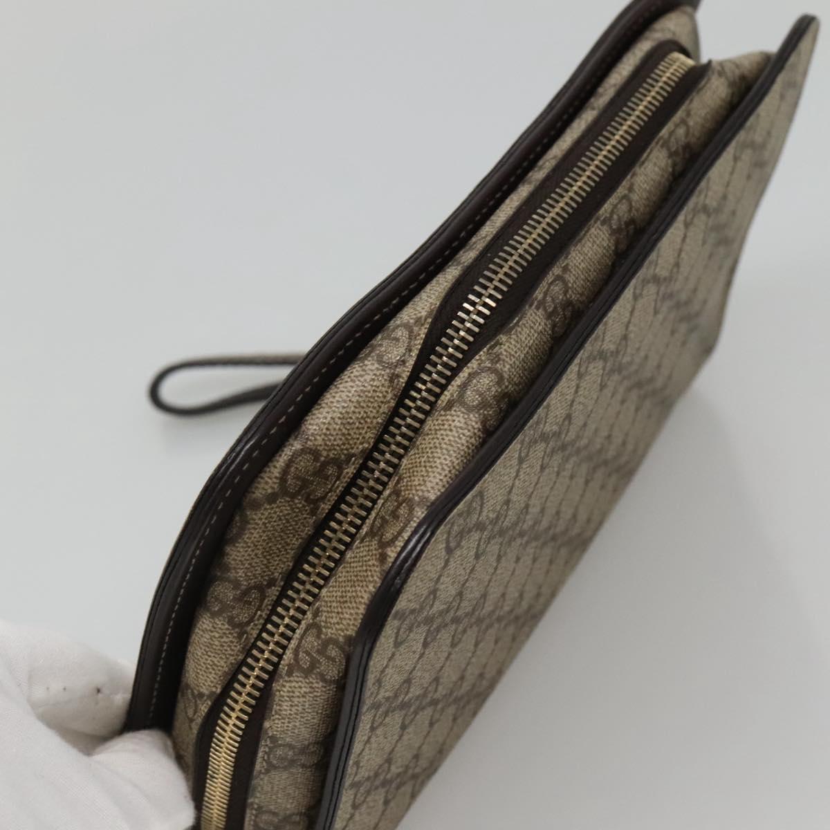 GUCCI GG Supreme Clutch Bag PVC Beige 201755 Auth ep10045