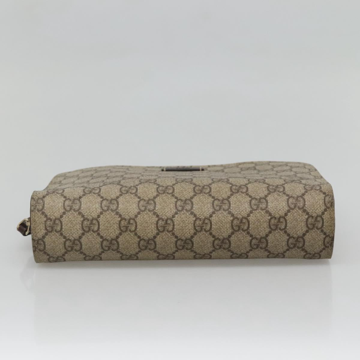 GUCCI GG Supreme Clutch Bag PVC Beige 201755 Auth ep10045