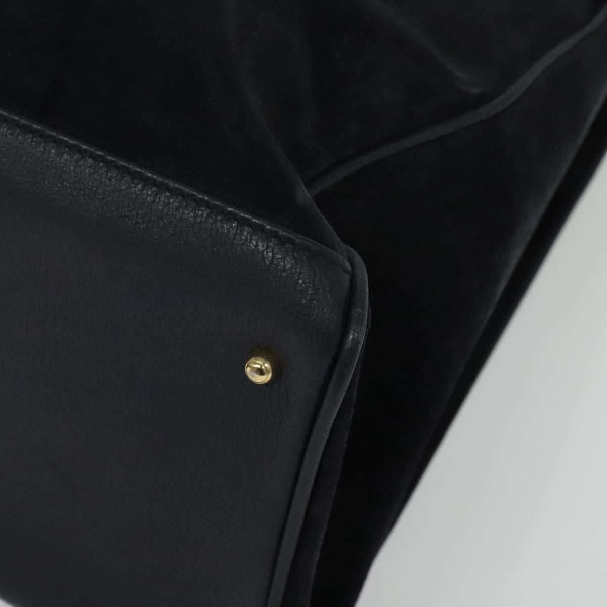 GUCCI Bamboo Hand Bag Suede Navy Gold 002 2855 0322 0 Auth ep10056