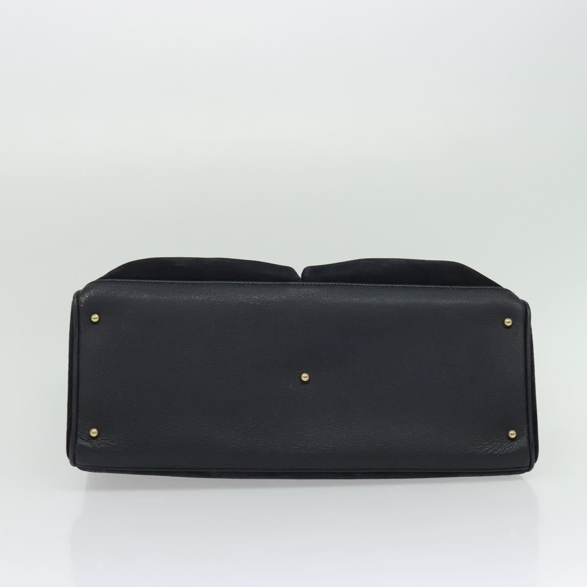 GUCCI Bamboo Hand Bag Suede Navy Gold 002 2855 0322 0 Auth ep10056