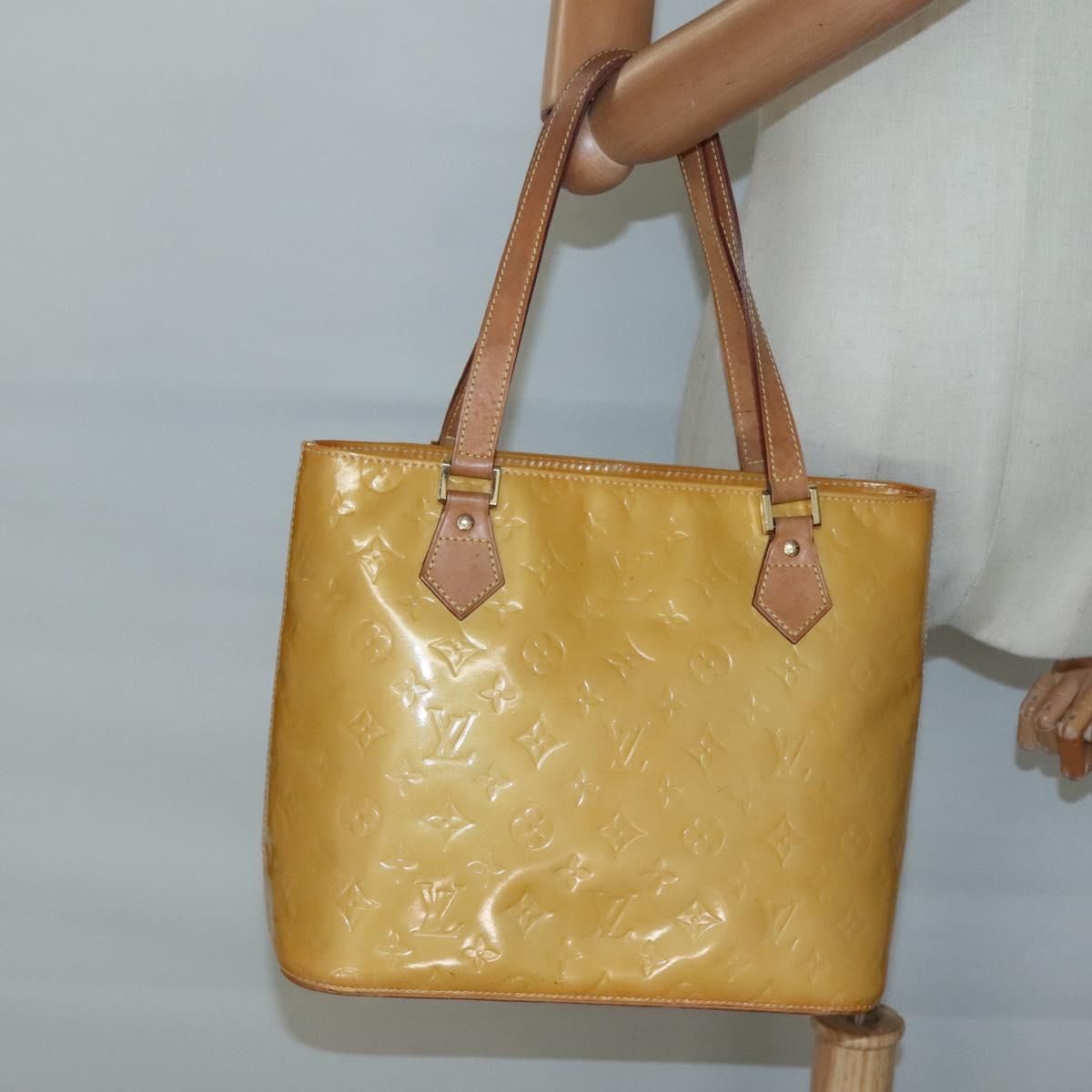 LOUIS VUITTON Monogram Vernis Houston Hand Bag Beige M91004 LV Auth ep10061