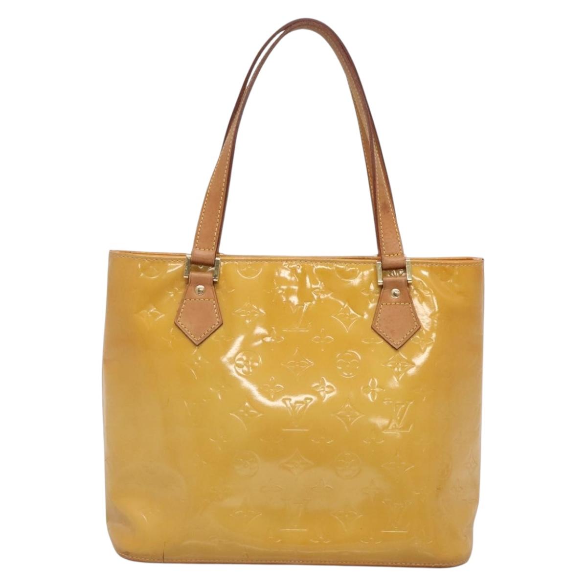 LOUIS VUITTON Monogram Vernis Houston Hand Bag Beige M91004 LV Auth ep10061