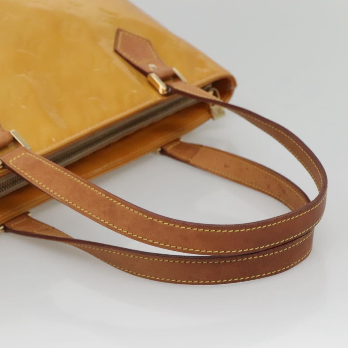 LOUIS VUITTON Monogram Vernis Houston Hand Bag Beige M91004 LV Auth ep10061