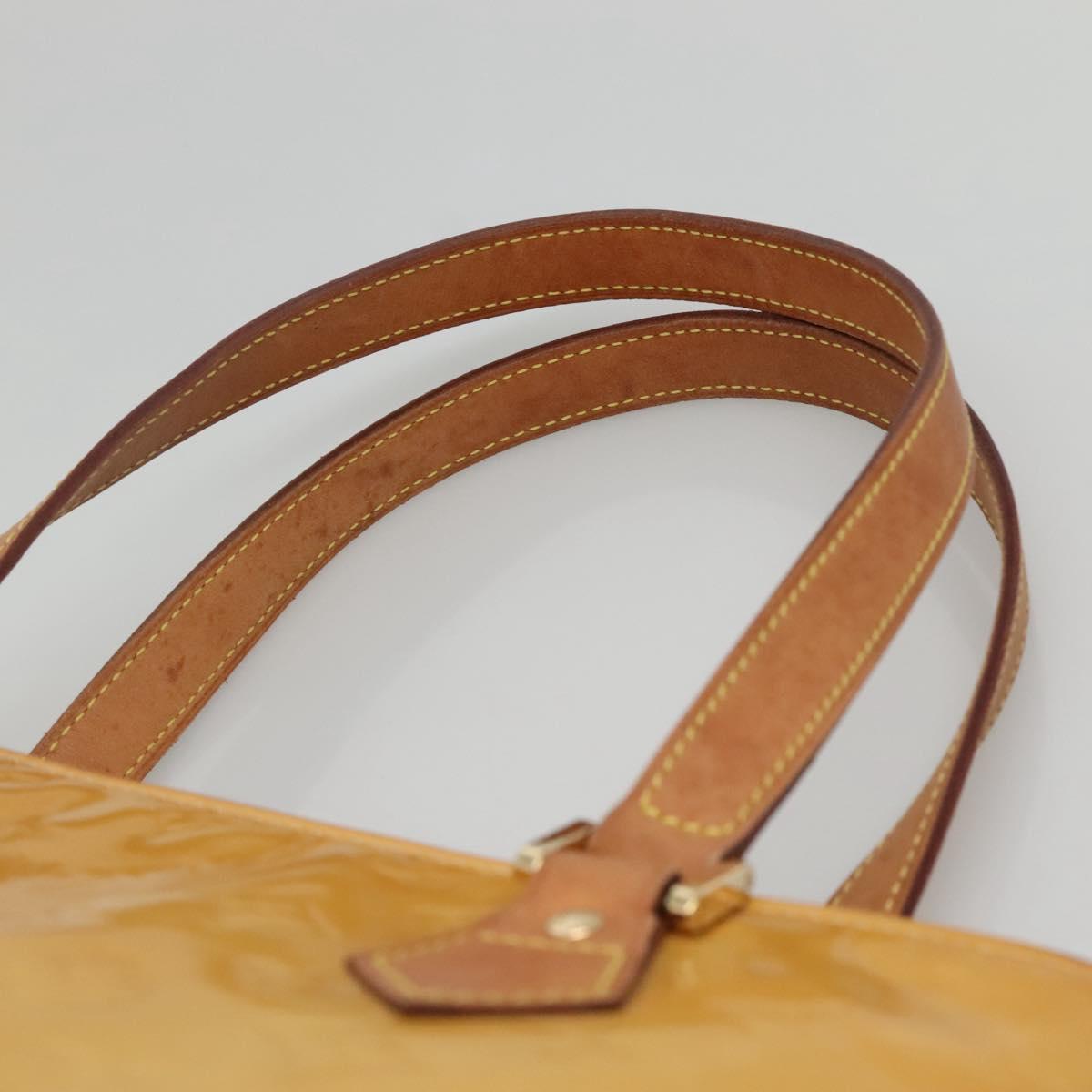 LOUIS VUITTON Monogram Vernis Houston Hand Bag Beige M91004 LV Auth ep10061