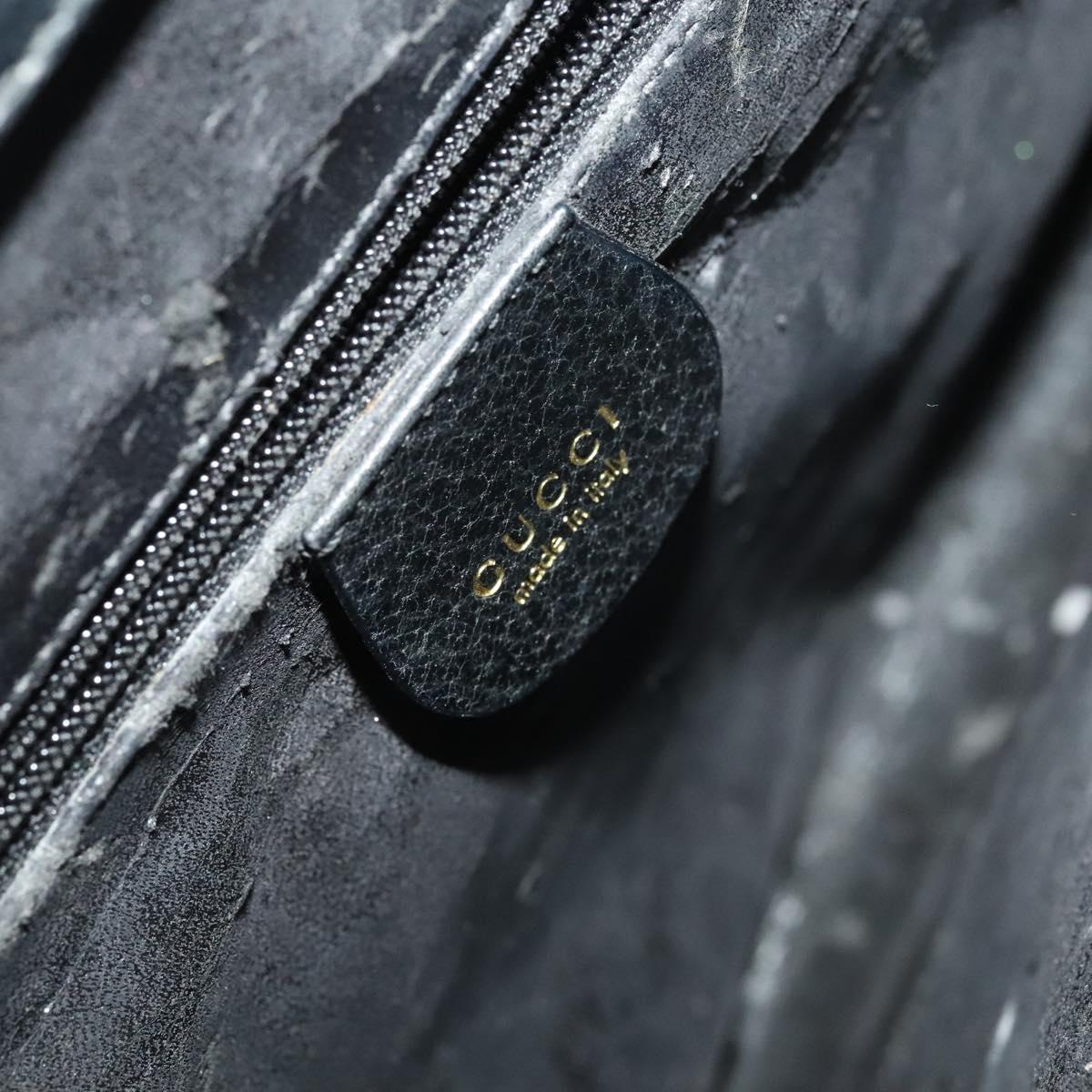 GUCCI Bamboo Hand Bag Leather Black Gold 002 1095 0260 Auth ep10062