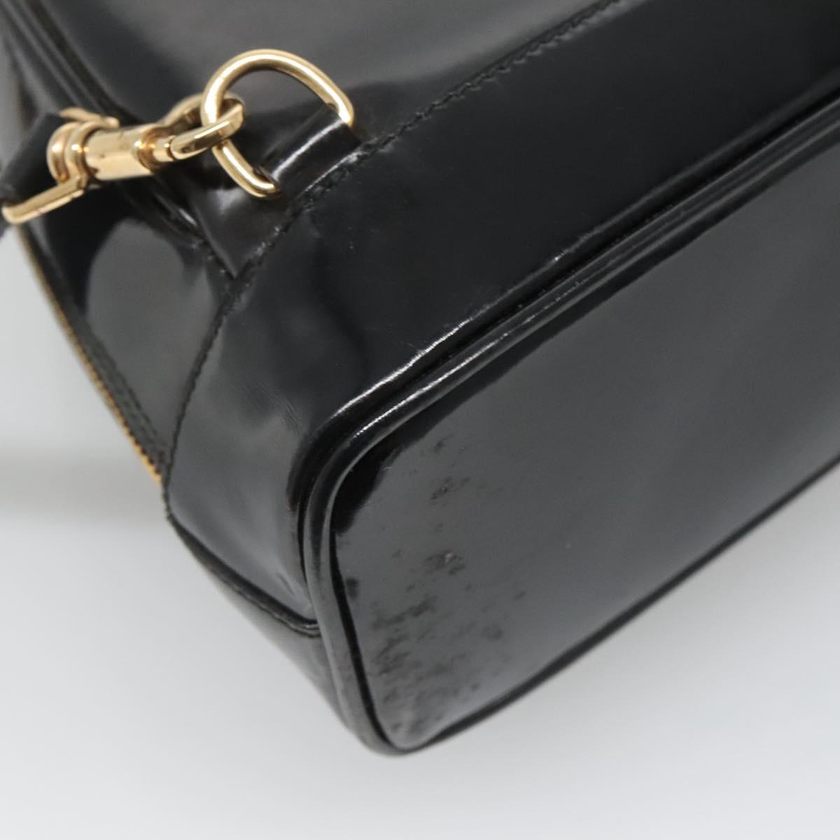 GUCCI Bamboo Body Bag Patent leather Black Gold 007 2113 0127 Auth ep10063