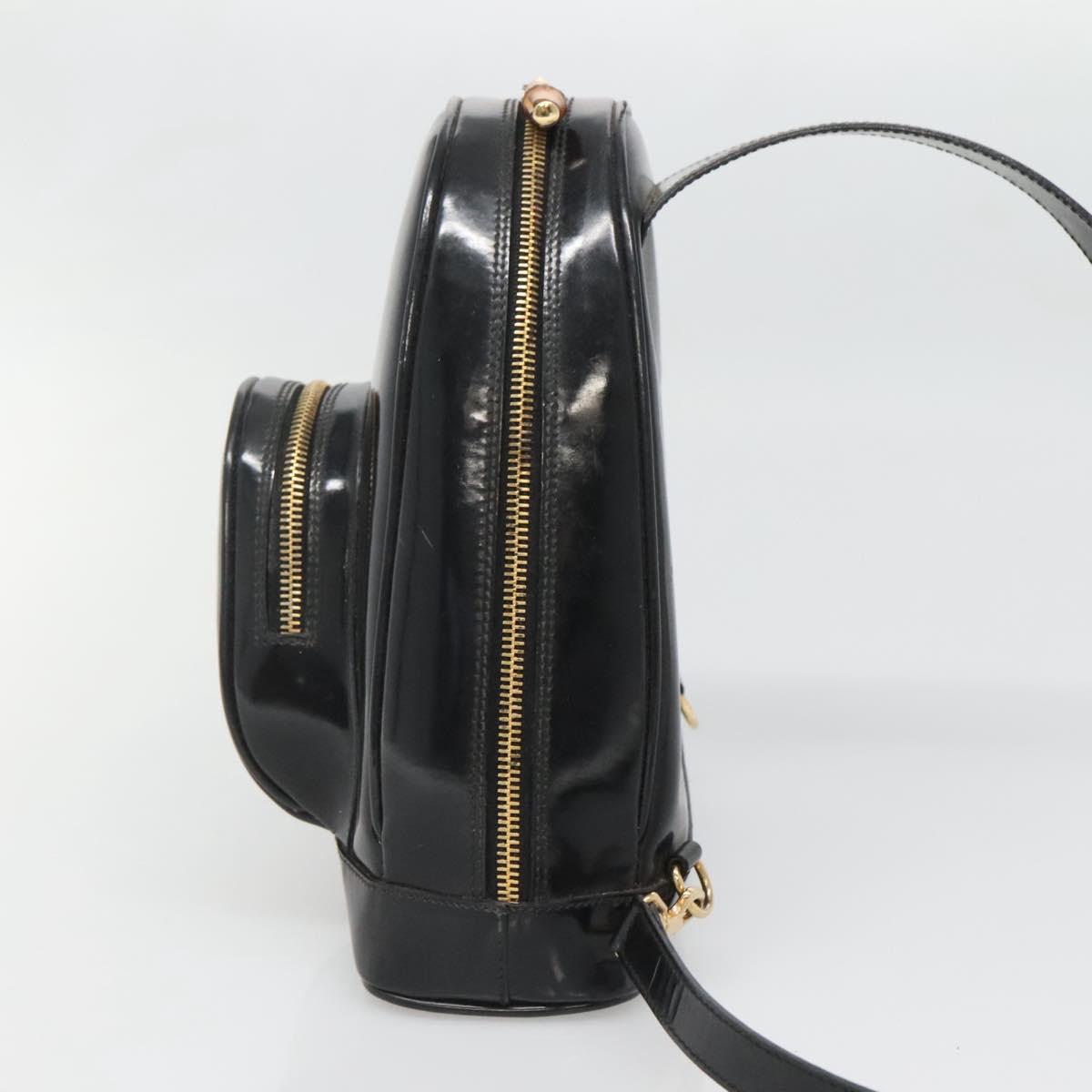 GUCCI Bamboo Body Bag Patent leather Black Gold 007 2113 0127 Auth ep10063