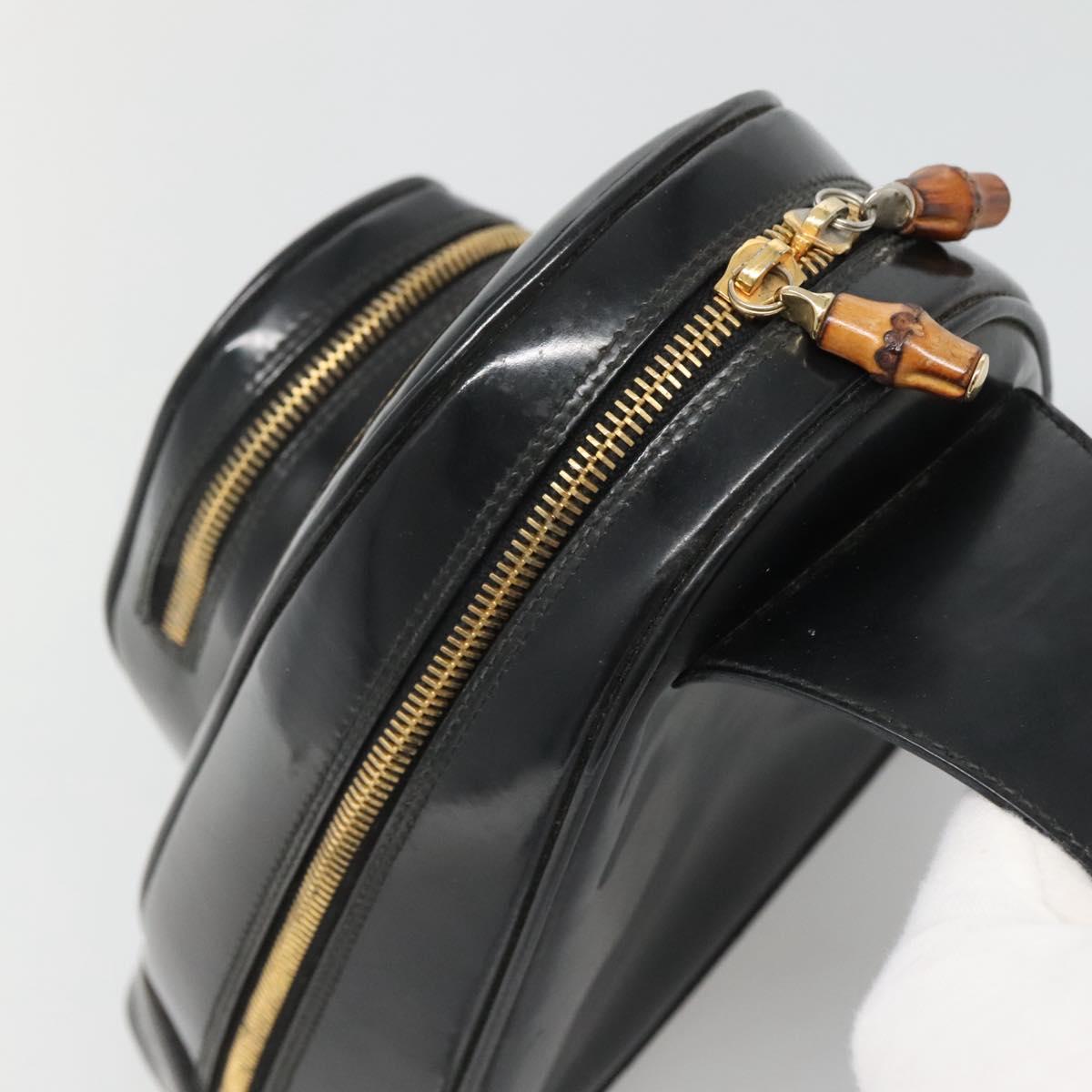 GUCCI Bamboo Body Bag Patent leather Black Gold 007 2113 0127 Auth ep10063