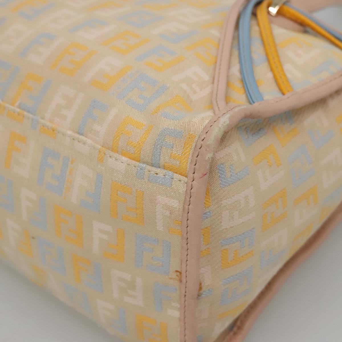 FENDI Zucchino Canvas Hand Bag Beige Gold Auth ep10065
