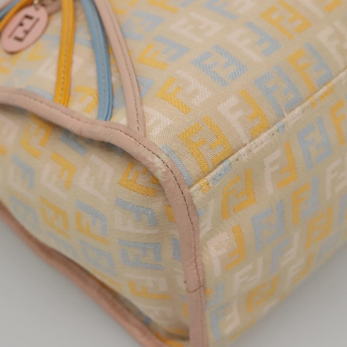 FENDI Zucchino Canvas Hand Bag Beige Gold Auth ep10065