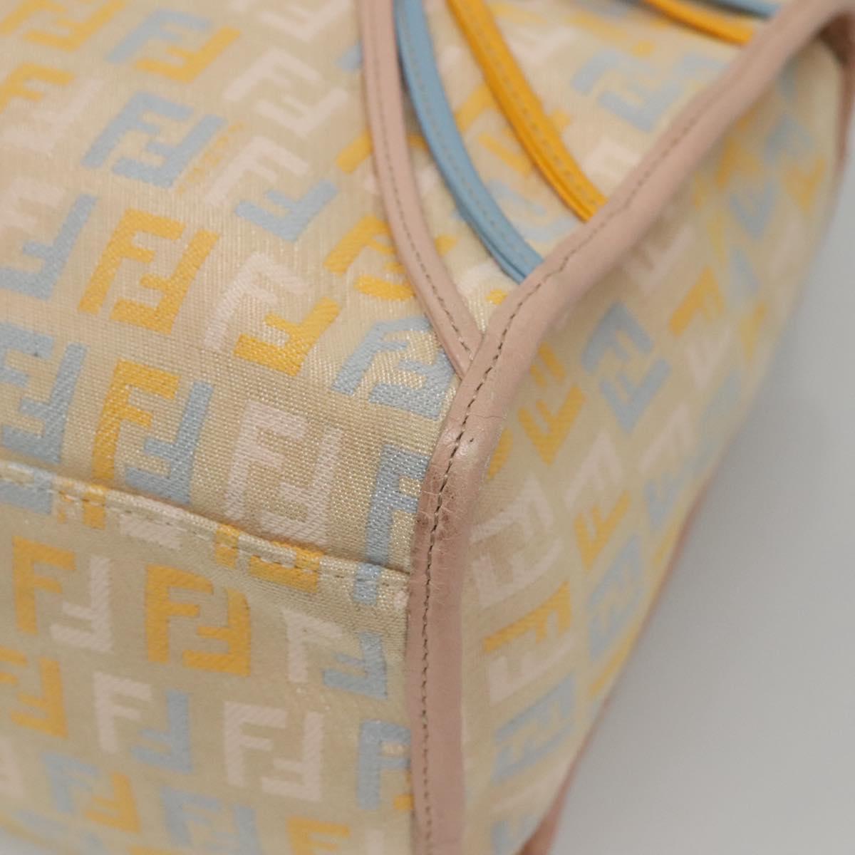 FENDI Zucchino Canvas Hand Bag Beige Gold Auth ep10065