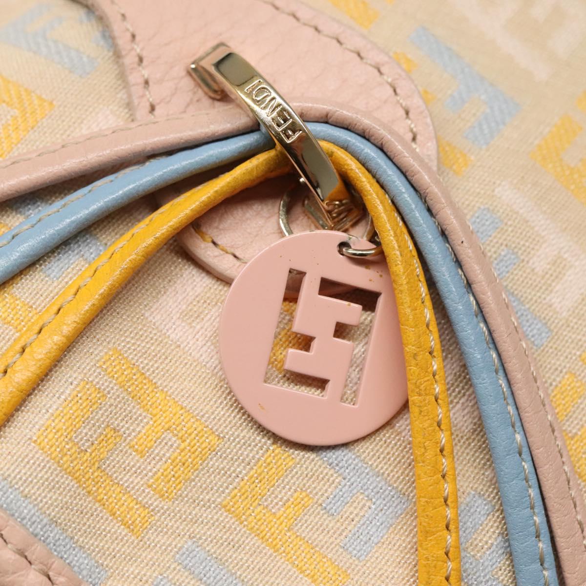 FENDI Zucchino Canvas Hand Bag Beige Gold Auth ep10065