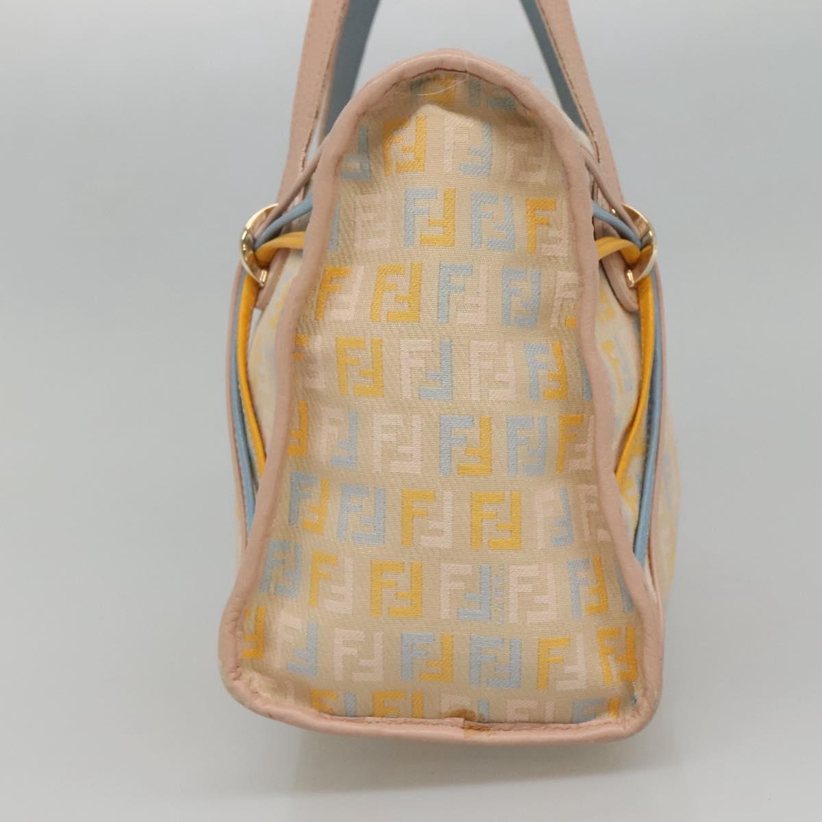 FENDI Zucchino Canvas Hand Bag Beige Gold Auth ep10065