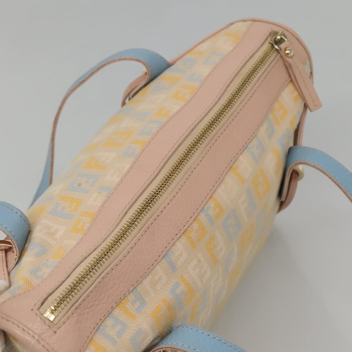 FENDI Zucchino Canvas Hand Bag Beige Gold Auth ep10065