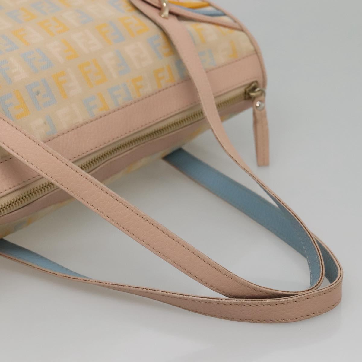 FENDI Zucchino Canvas Hand Bag Beige Gold Auth ep10065