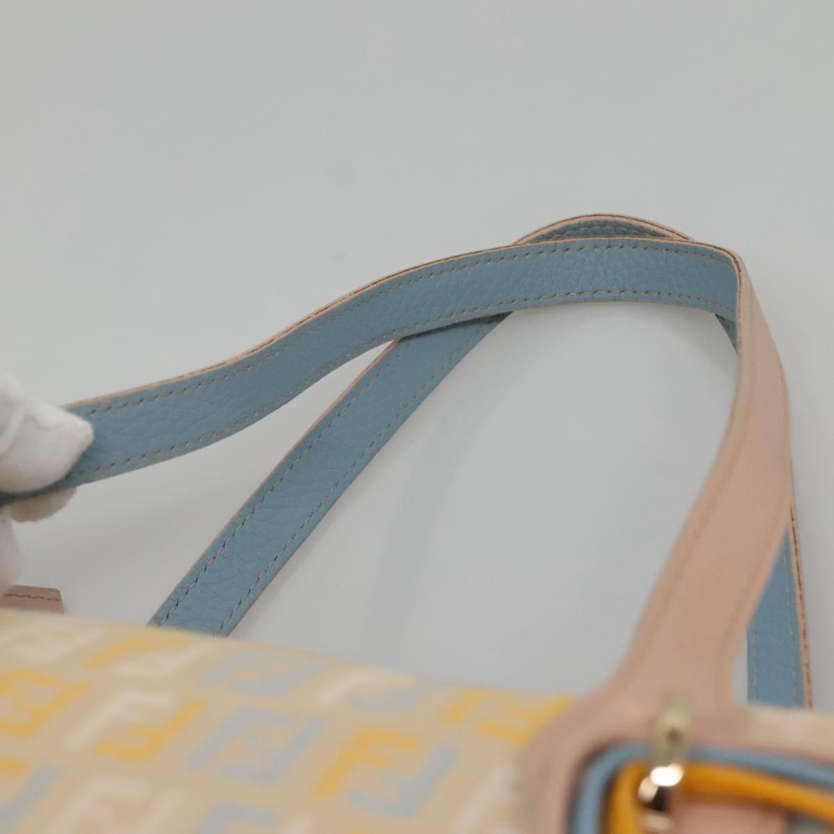 FENDI Zucchino Canvas Hand Bag Beige Gold Auth ep10065