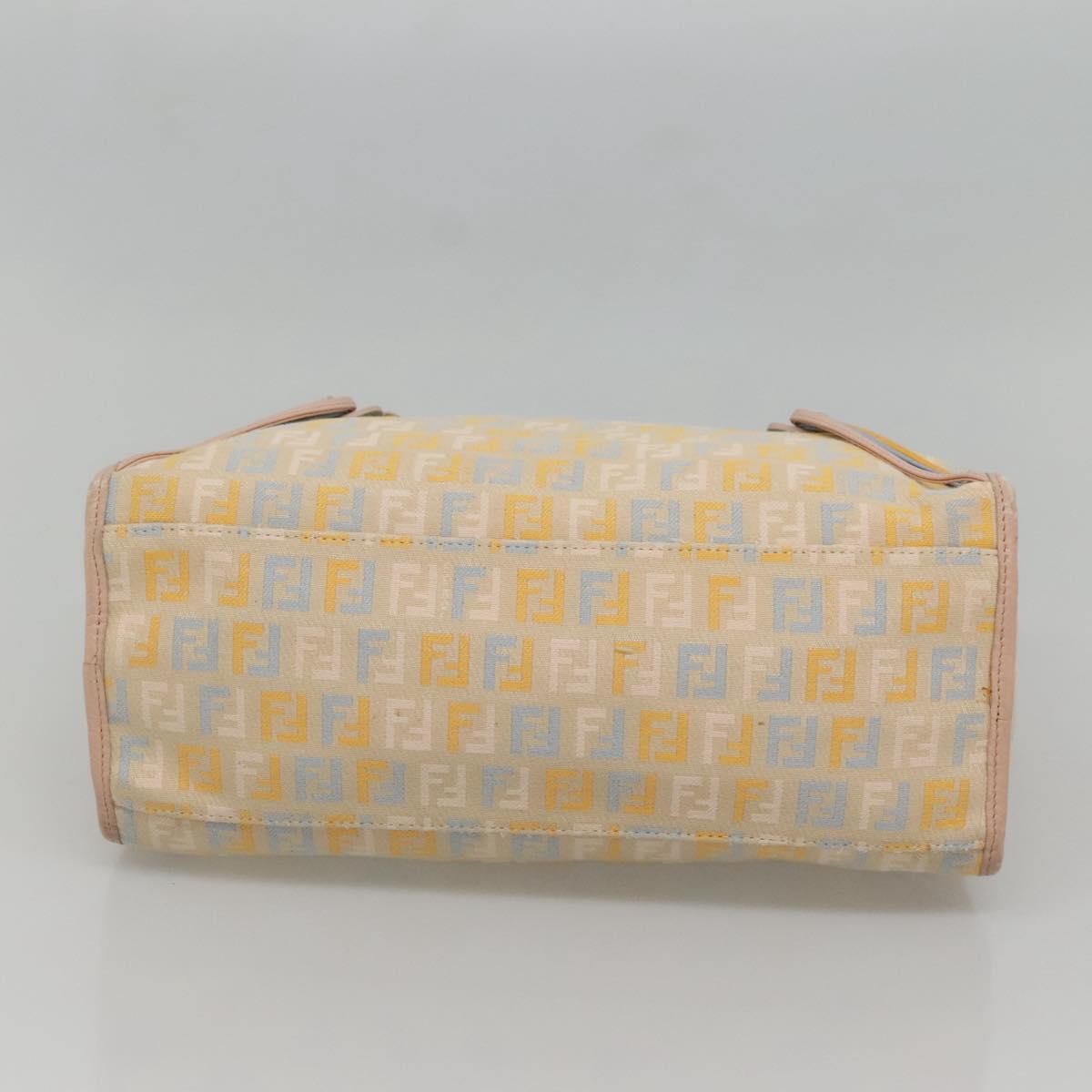 FENDI Zucchino Canvas Hand Bag Beige Gold Auth ep10065