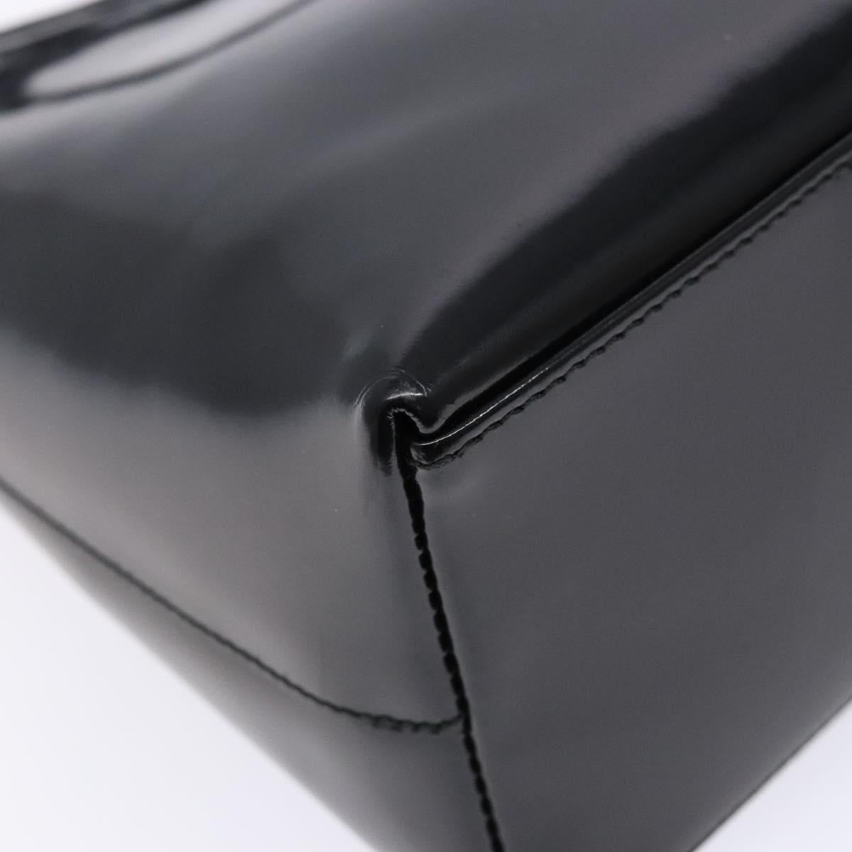 GUCCI Bamboo Shoulder Bag Patent leather Black Silver 001 1998 3008 Auth ep10067