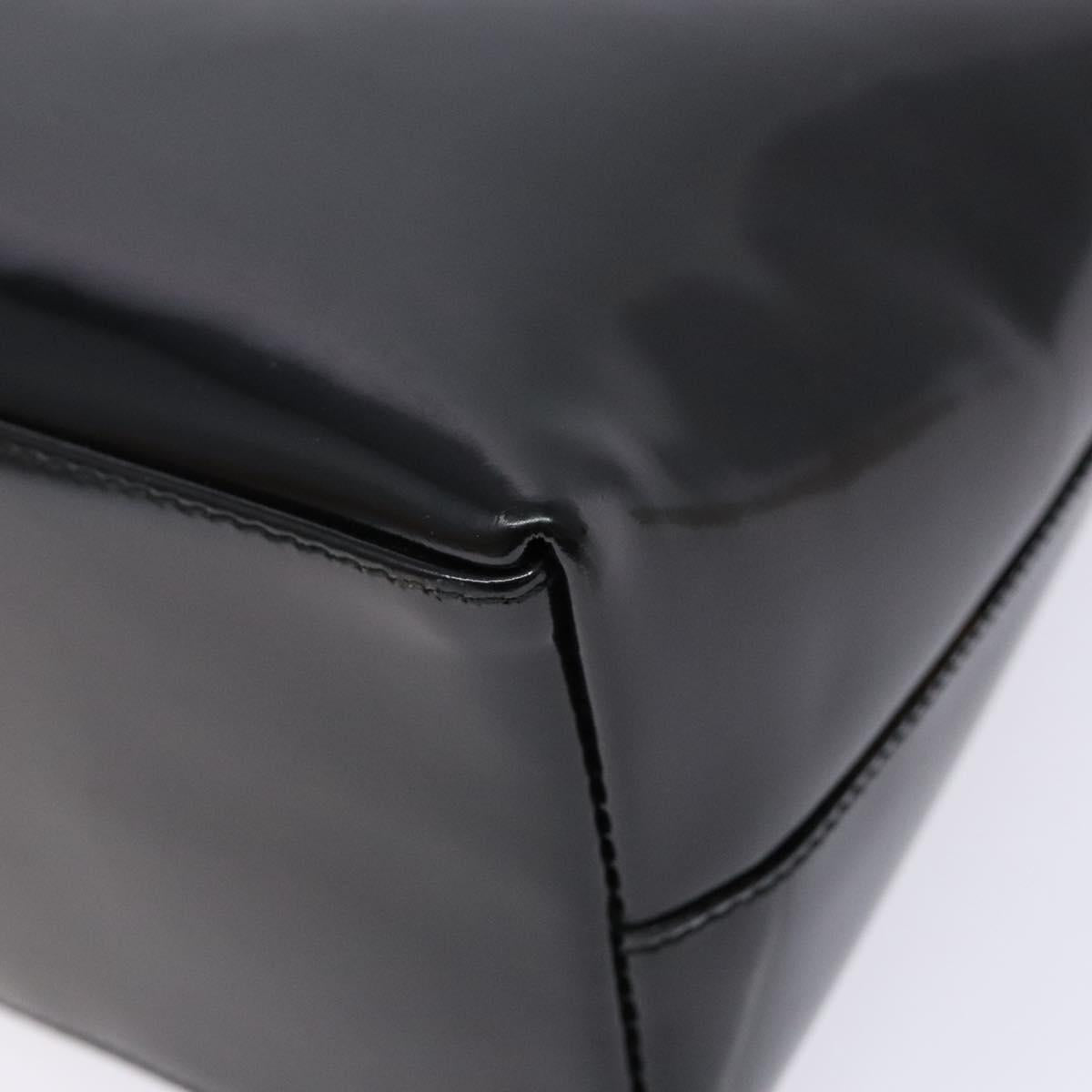 GUCCI Bamboo Shoulder Bag Patent leather Black Silver 001 1998 3008 Auth ep10067