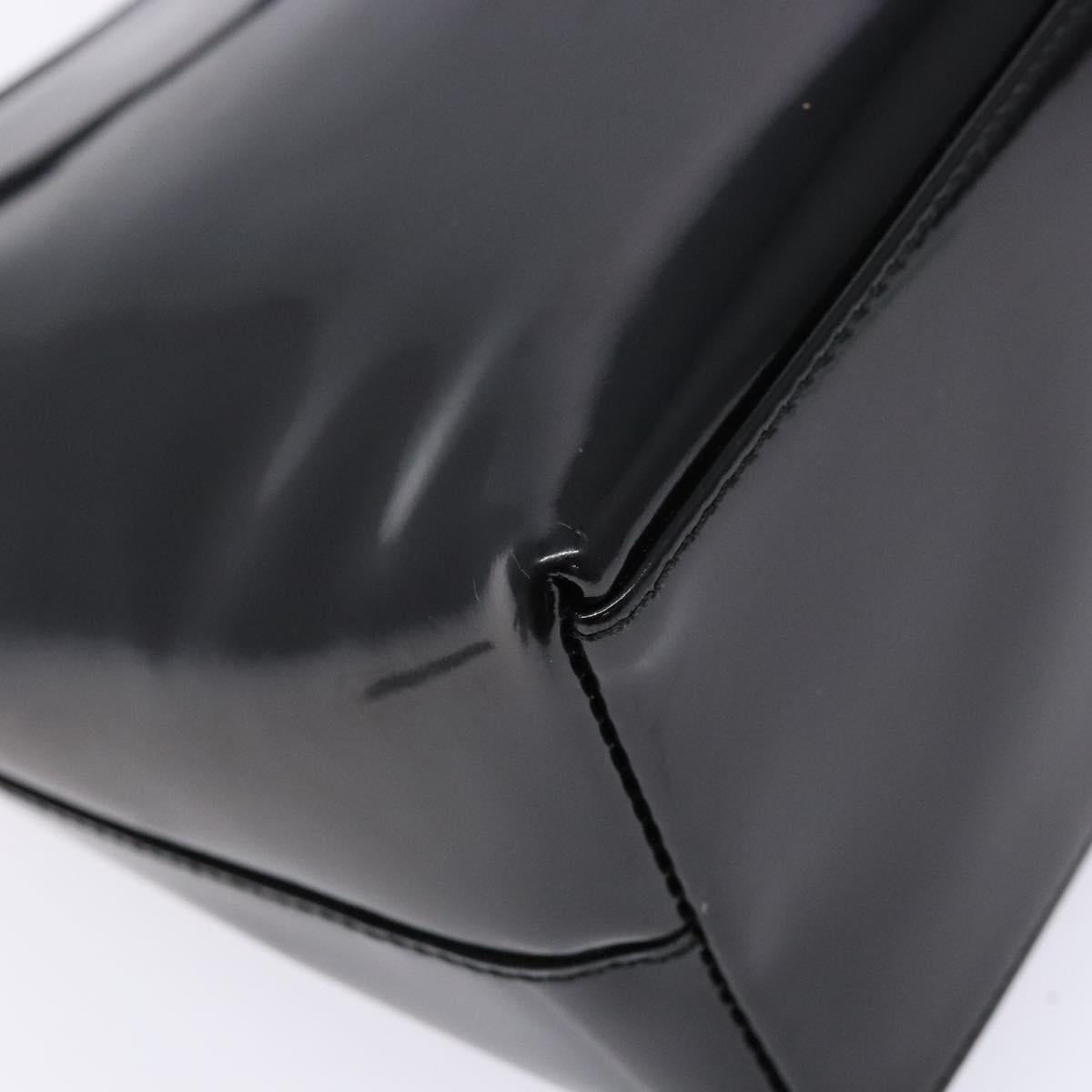 GUCCI Bamboo Shoulder Bag Patent leather Black Silver 001 1998 3008 Auth ep10067