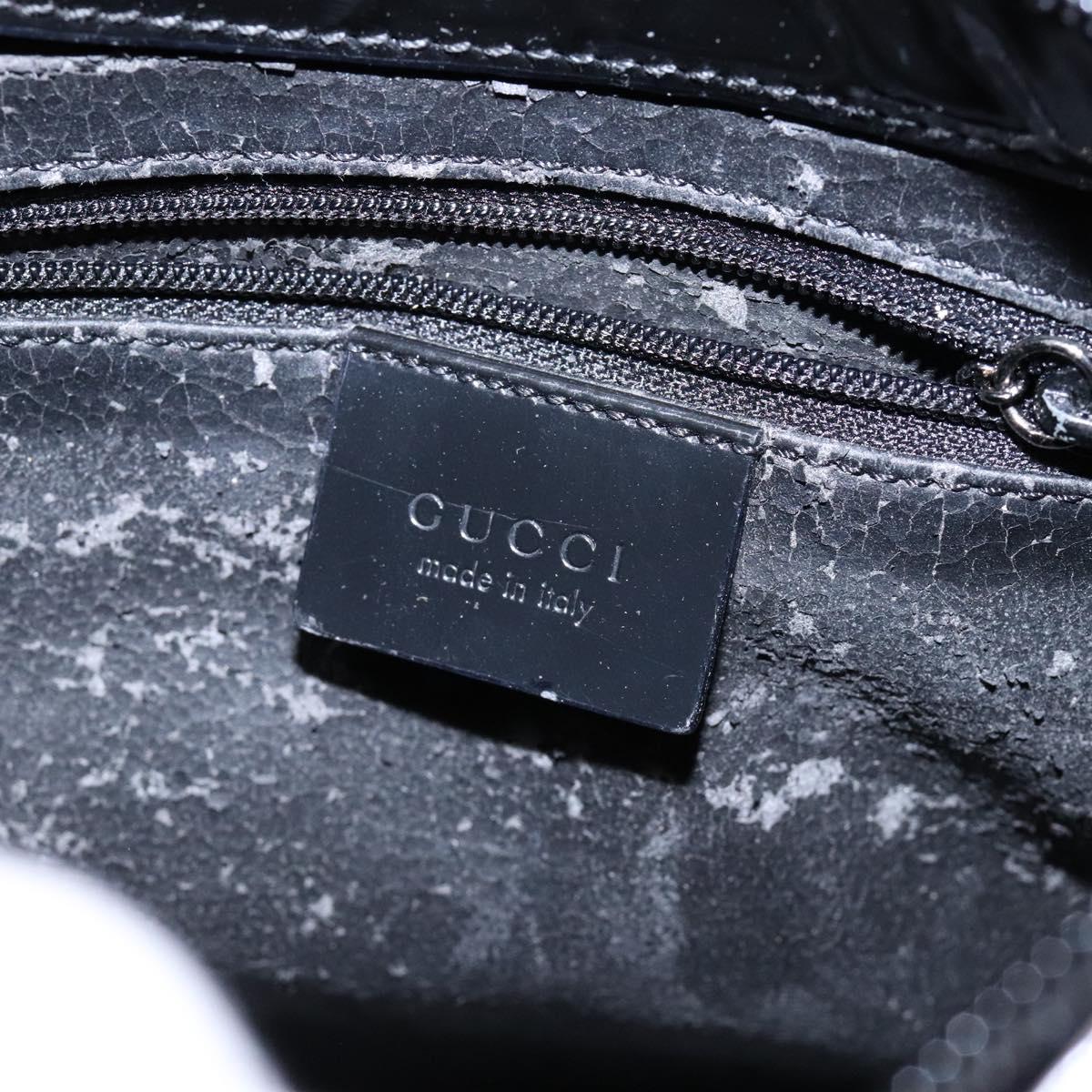 GUCCI Bamboo Shoulder Bag Patent leather Black Silver 001 1998 3008 Auth ep10067