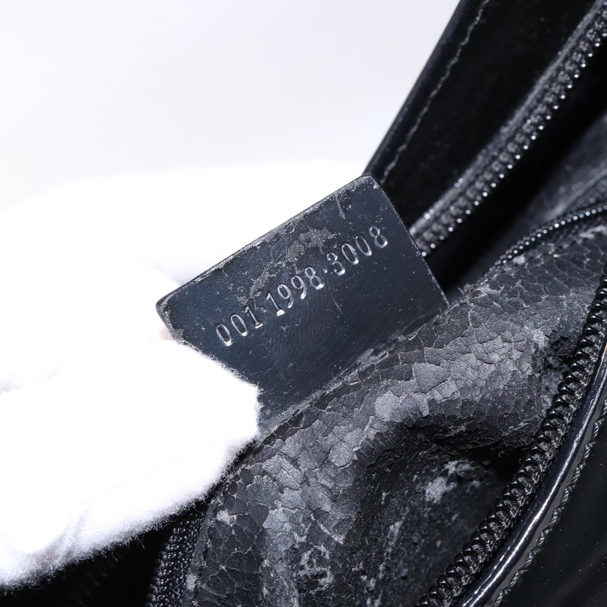 GUCCI Bamboo Shoulder Bag Patent leather Black Silver 001 1998 3008 Auth ep10067