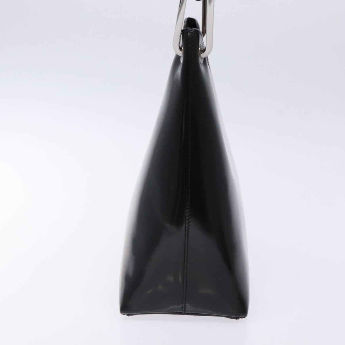 GUCCI Bamboo Shoulder Bag Patent leather Black Silver 001 1998 3008 Auth ep10067