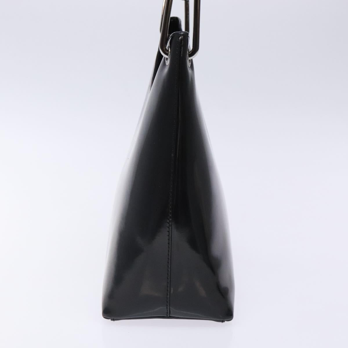 GUCCI Bamboo Shoulder Bag Patent leather Black Silver 001 1998 3008 Auth ep10067