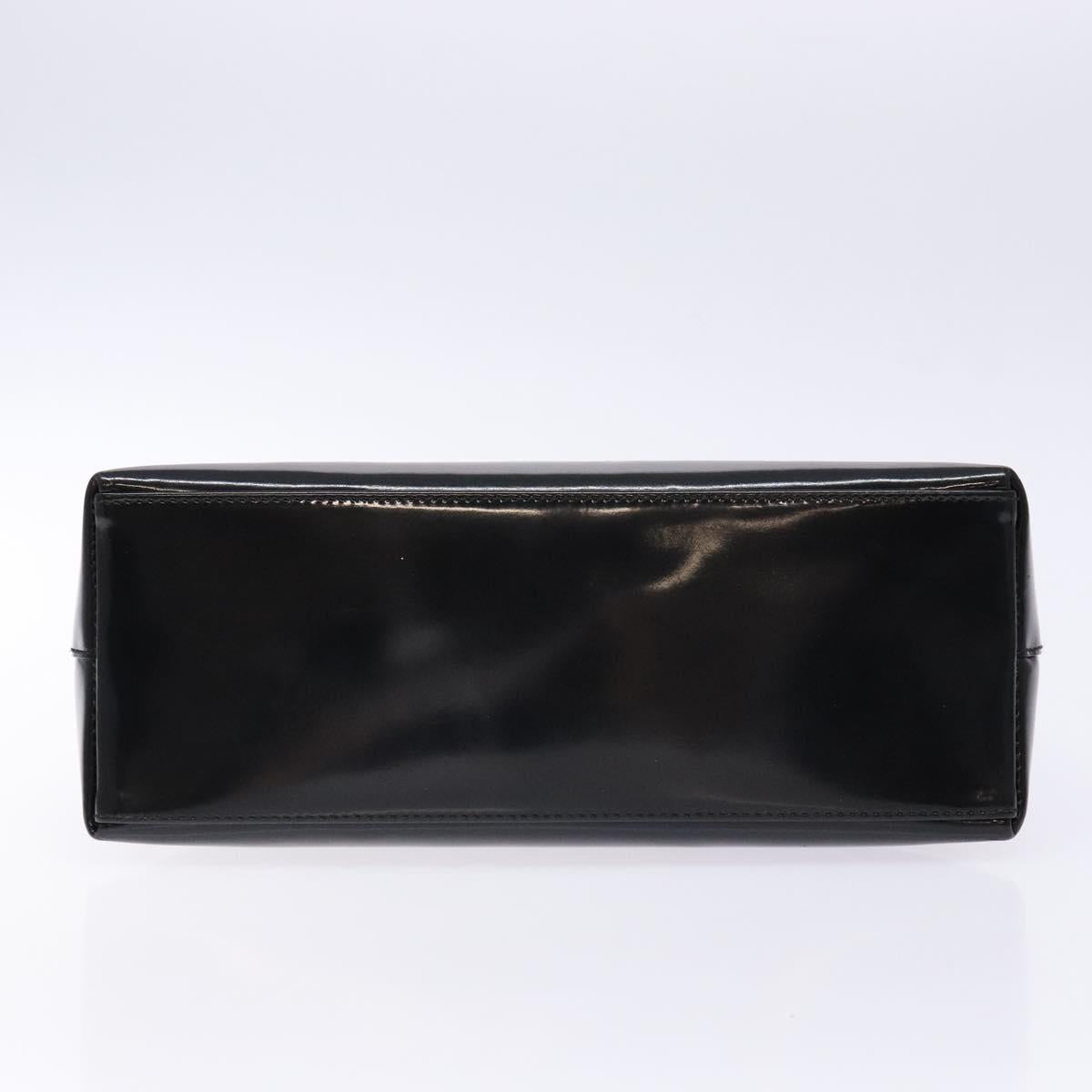 GUCCI Bamboo Shoulder Bag Patent leather Black Silver 001 1998 3008 Auth ep10067