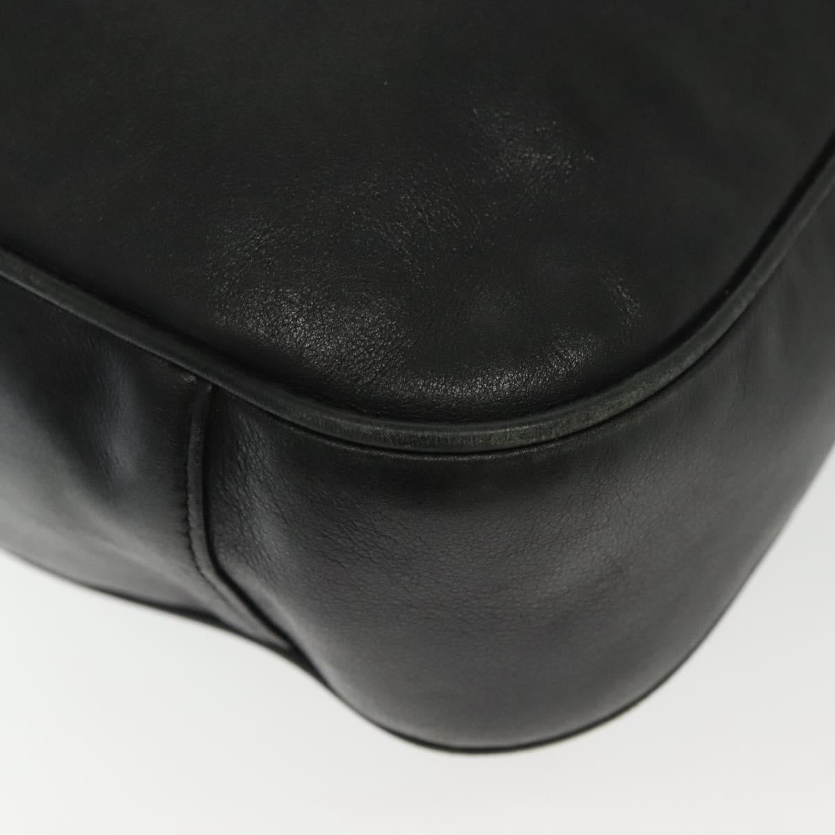 GUCCI Bamboo Hand Bag Leather 2way Black Gold 001 2852 1577 0 Auth ep10073