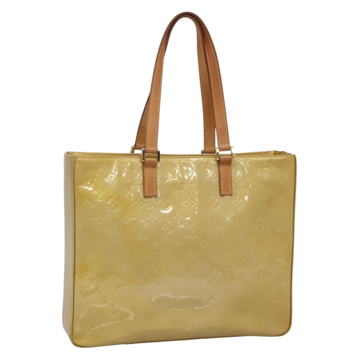 LOUIS VUITTON Monogram Vernis Columbus Tote Bag Beige M91023 LV Auth ep10083