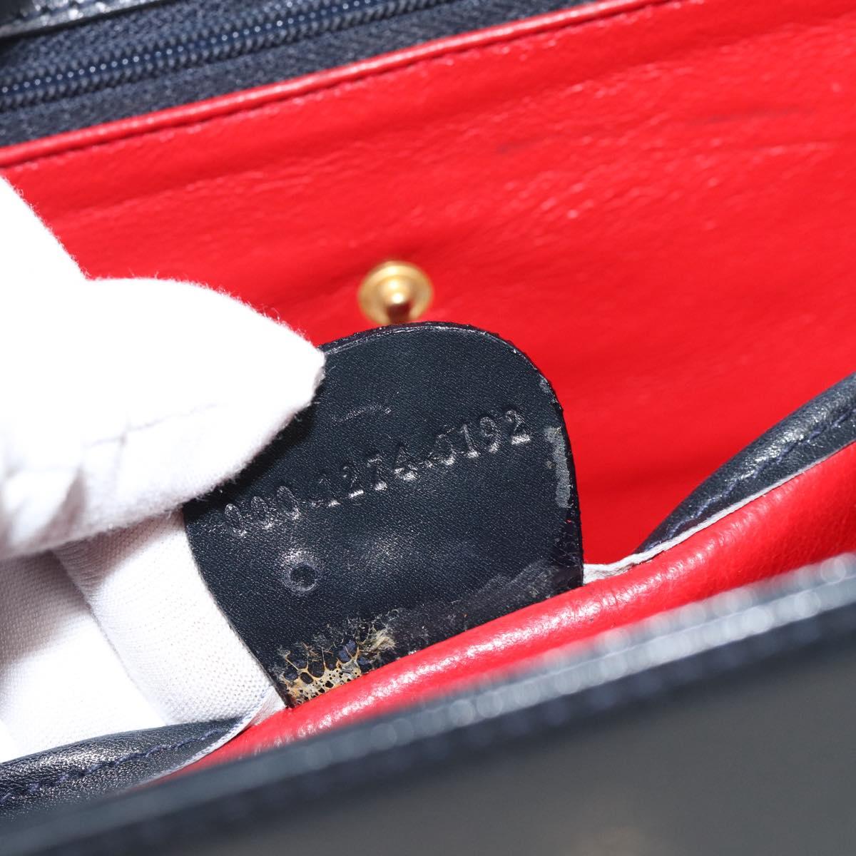 GUCCI Hand Bag Leather Navy Gold 000 1274 0192 Auth ep10091