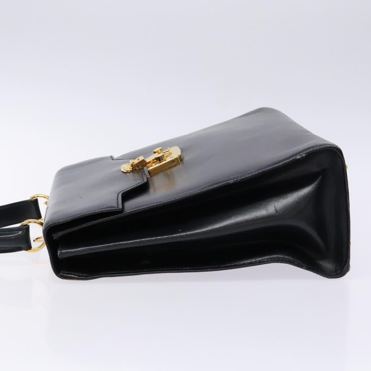 GUCCI Hand Bag Leather Navy Gold 000 1274 0192 Auth ep10091