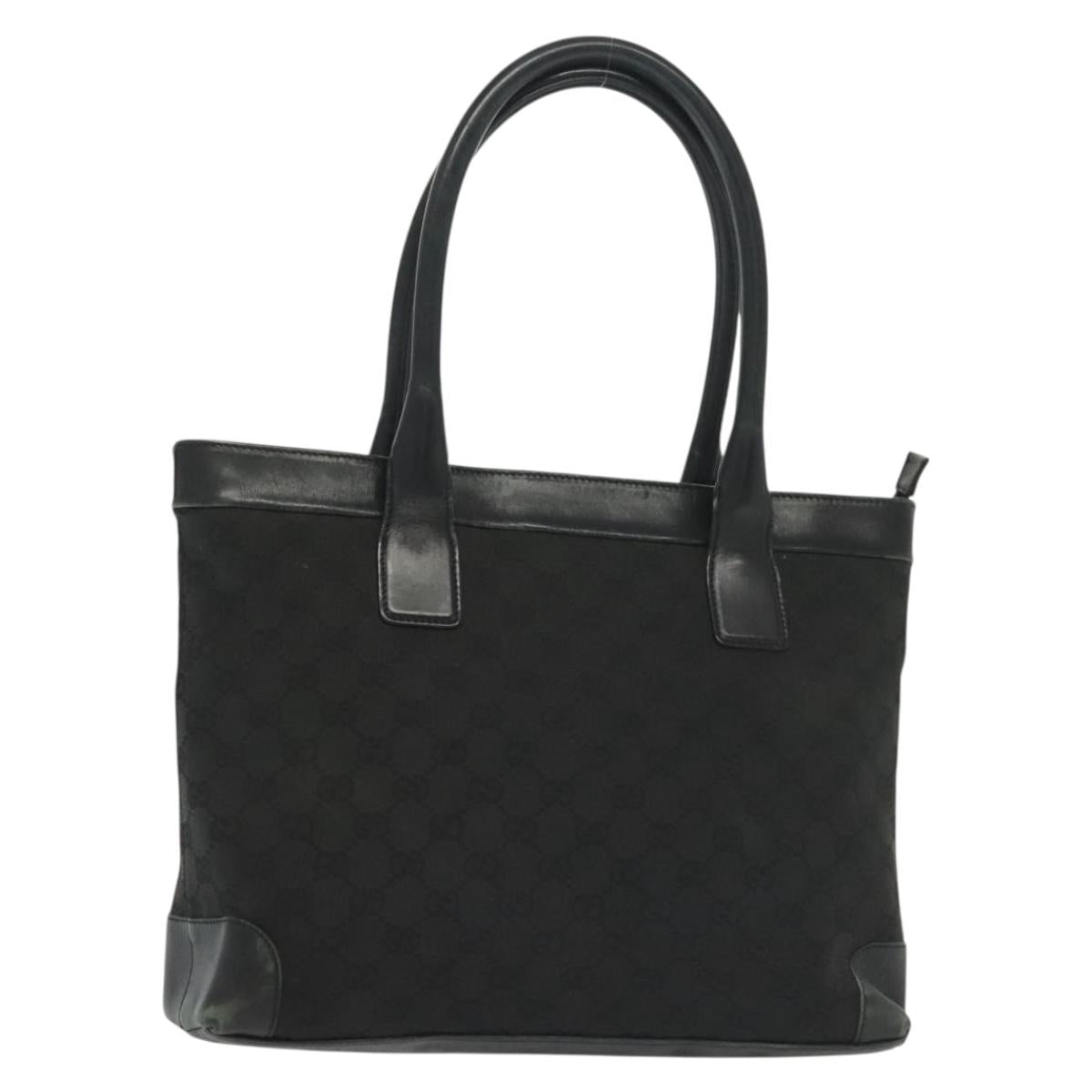 GUCCI GG Canvas Hand Bag Black Gold 33890 Auth ep10099