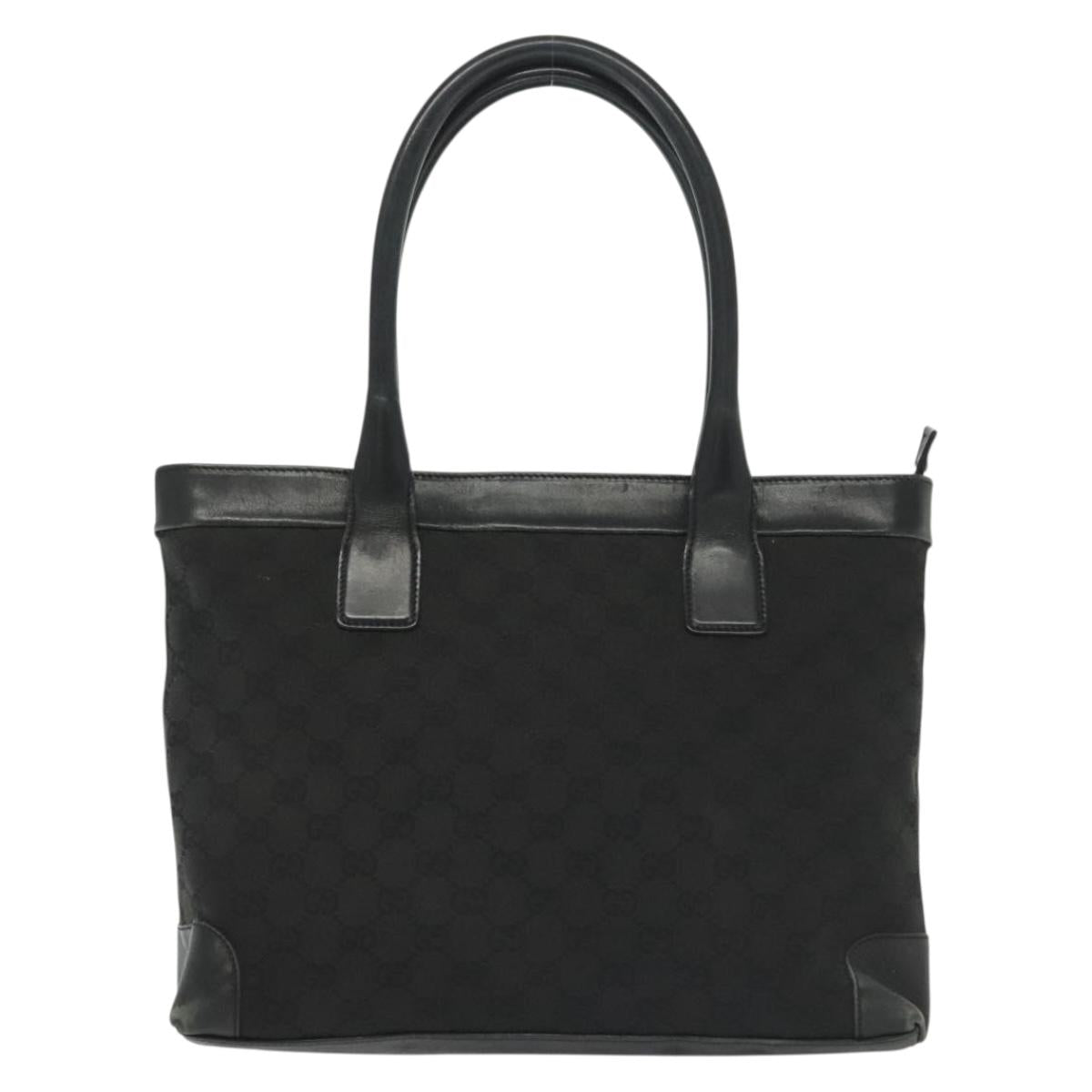 GUCCI GG Canvas Hand Bag Black Gold 33890 Auth ep10099