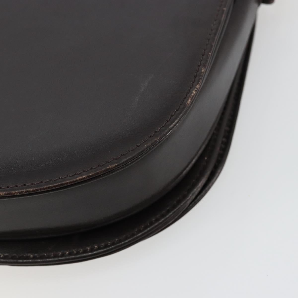 CELINE Shoulder Bag Leather Brown Gold Auth ep10103