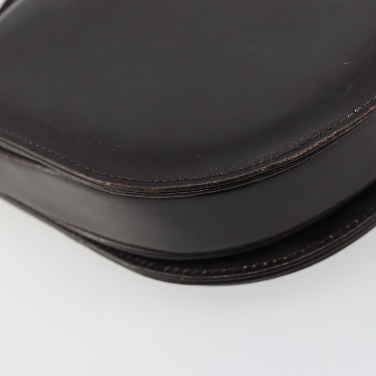 CELINE Shoulder Bag Leather Brown Gold Auth ep10103