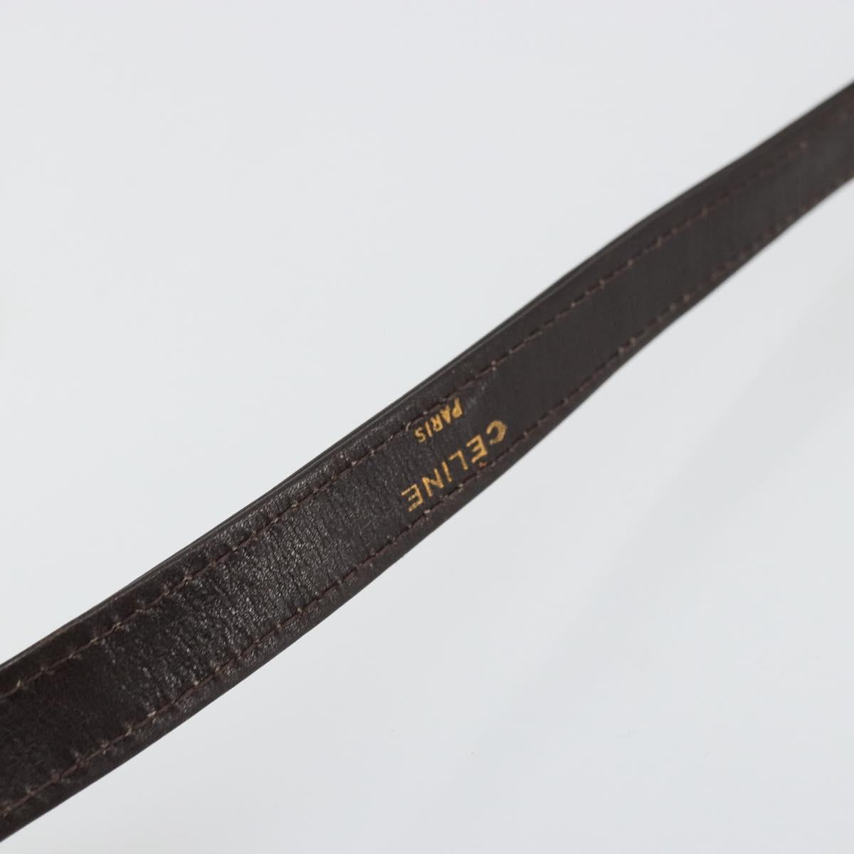 CELINE Shoulder Bag Leather Brown Gold Auth ep10103
