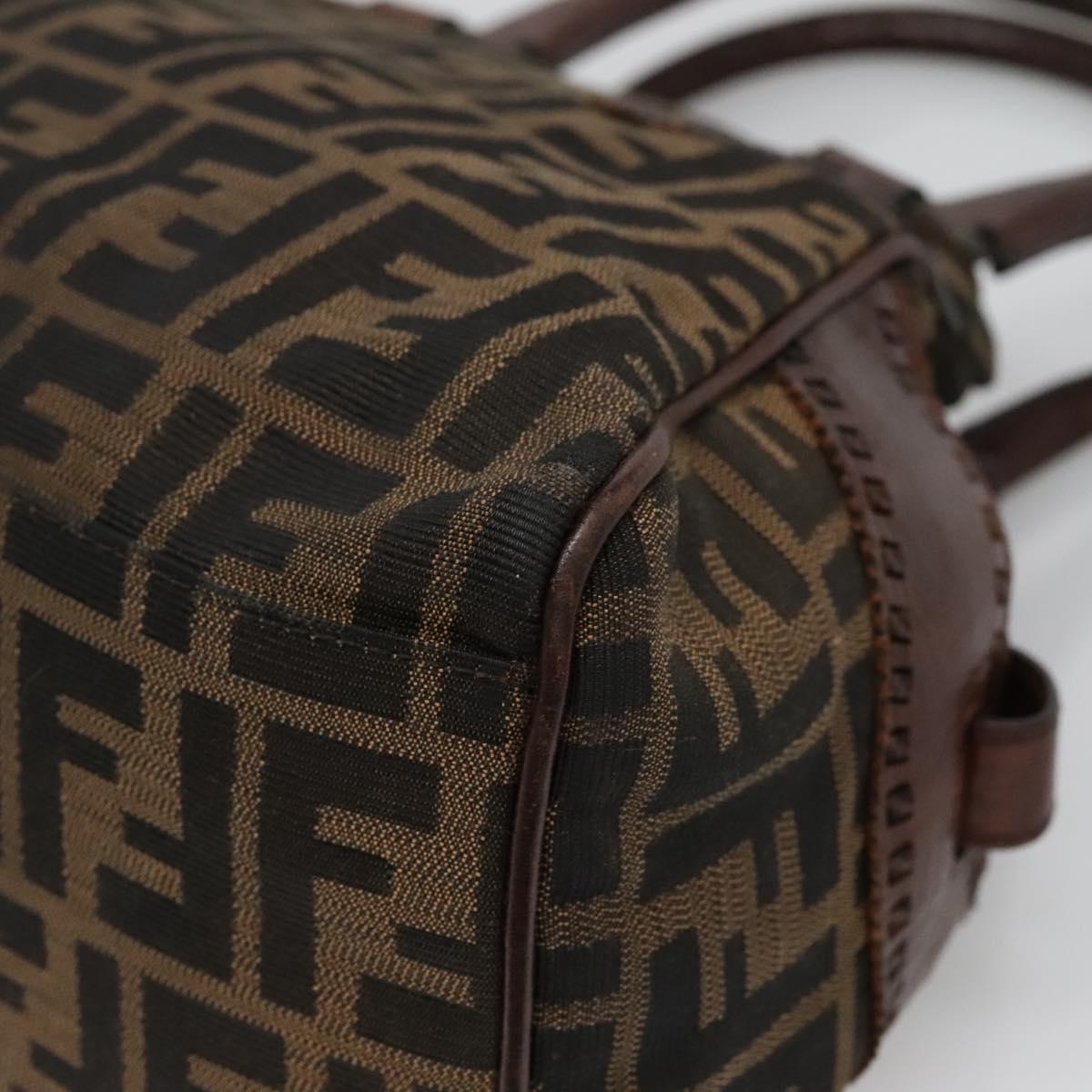 FENDI Zucca Canvas Hand Bag Black Brown Auth ep10140