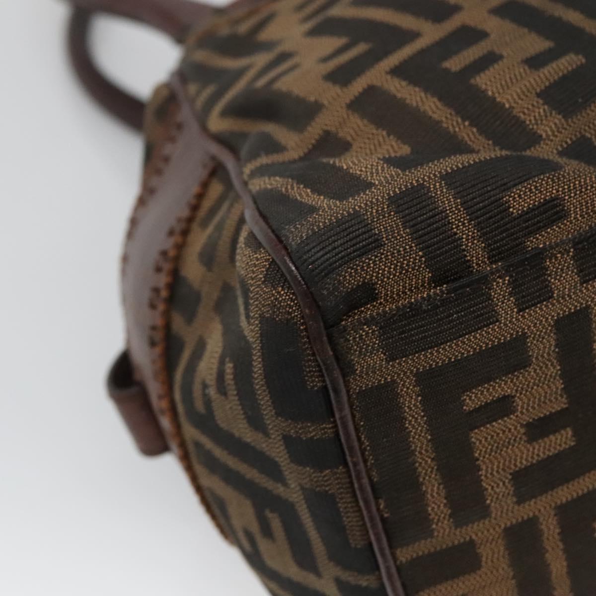 FENDI Zucca Canvas Hand Bag Black Brown Auth ep10140