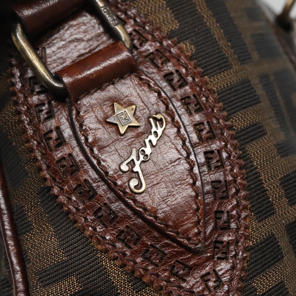 FENDI Zucca Canvas Hand Bag Black Brown Auth ep10140