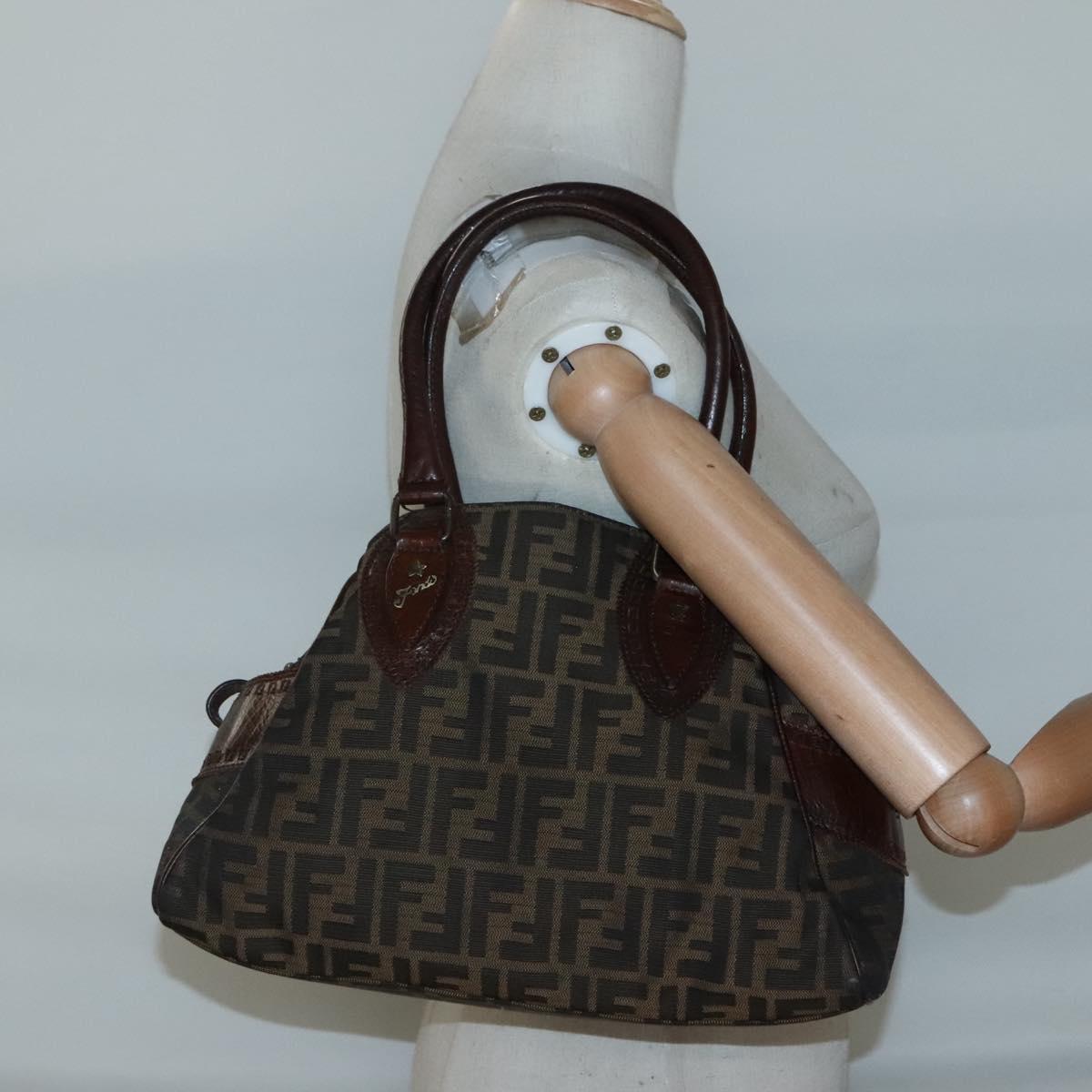 FENDI Zucca Canvas Hand Bag Black Brown Auth ep10140