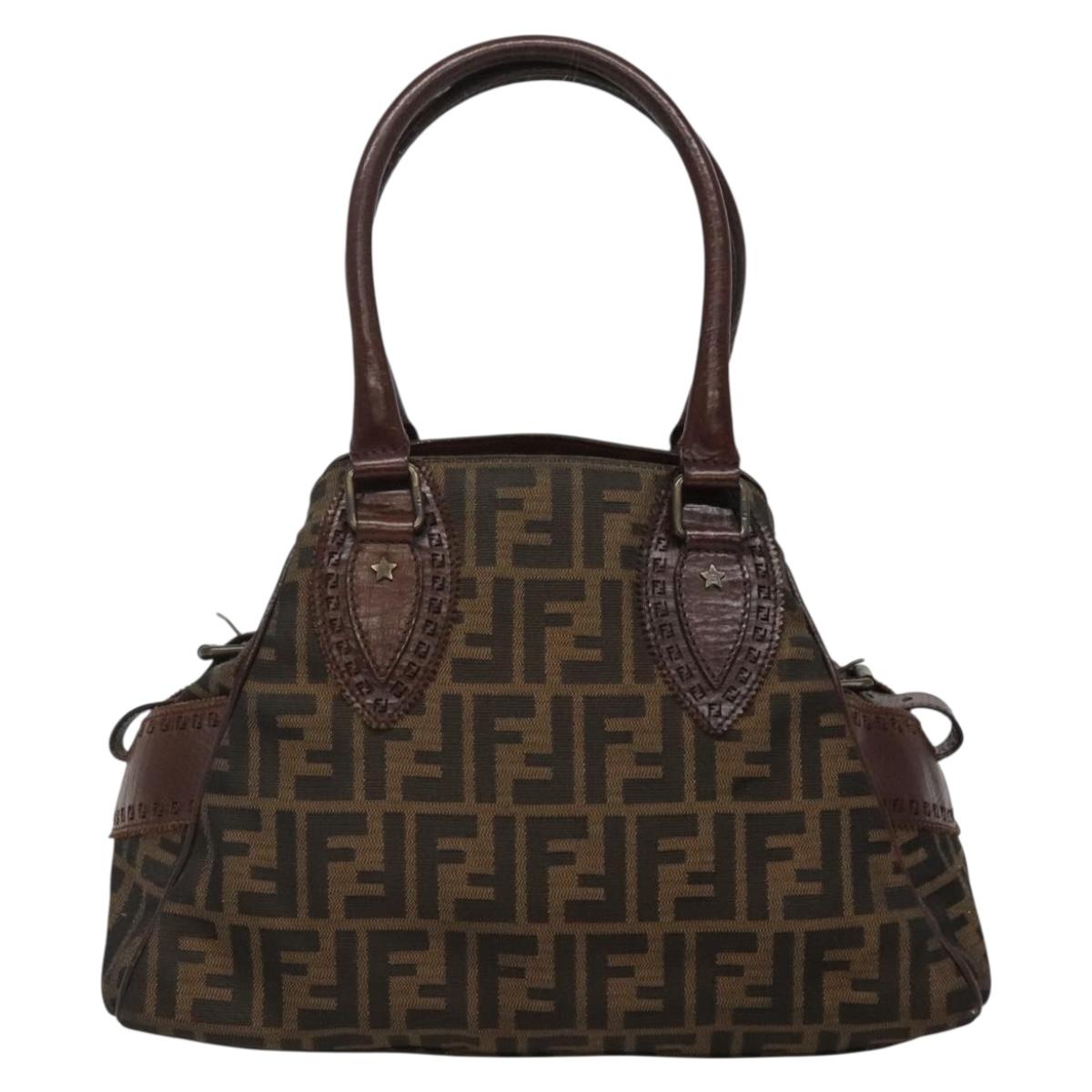 FENDI Zucca Canvas Hand Bag Black Brown Auth ep10140