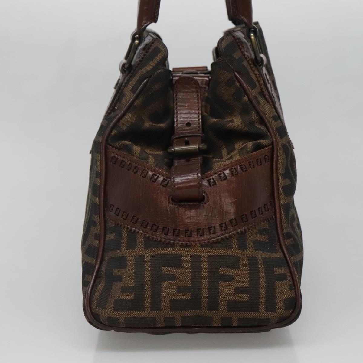 FENDI Zucca Canvas Hand Bag Black Brown Auth ep10140