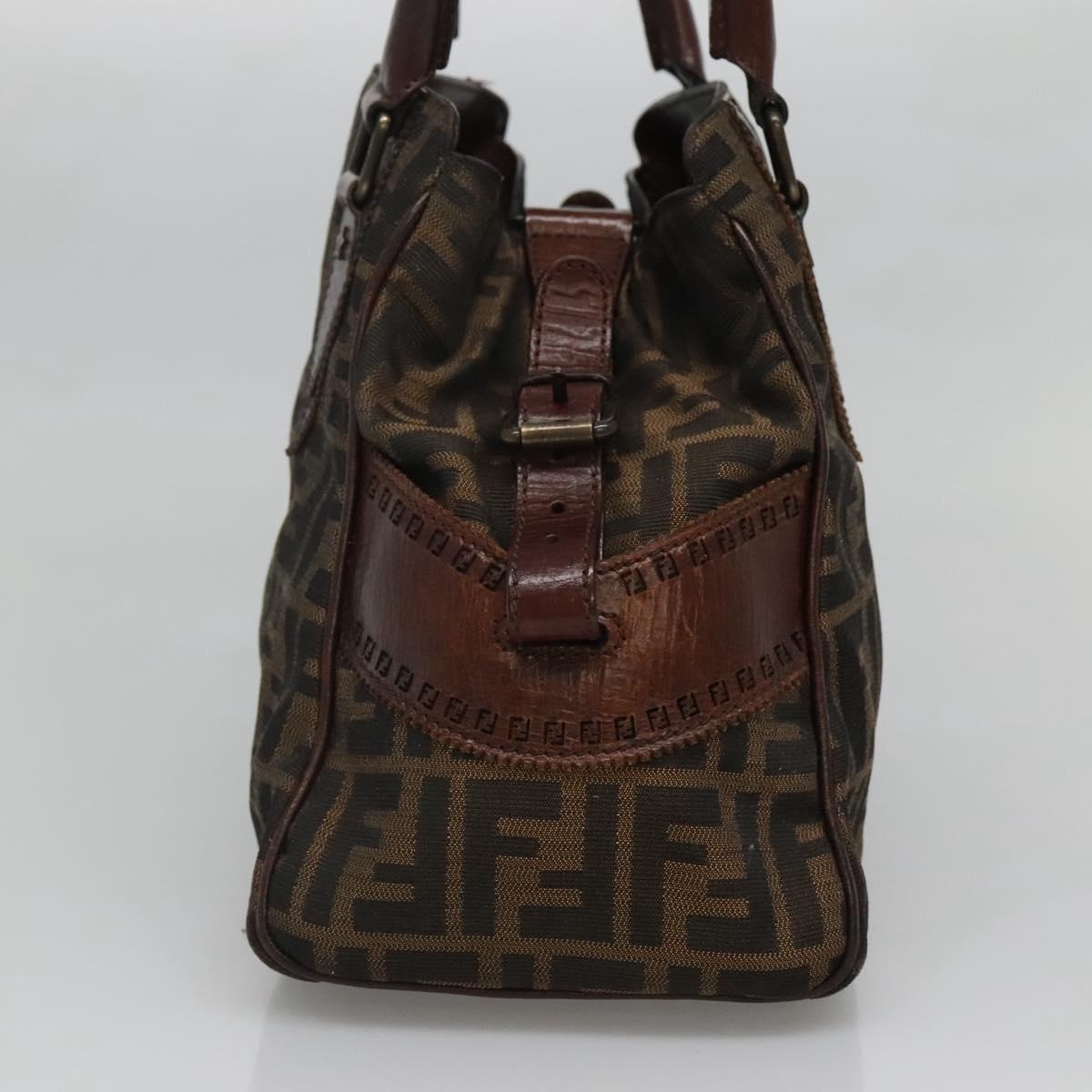 FENDI Zucca Canvas Hand Bag Black Brown Auth ep10140