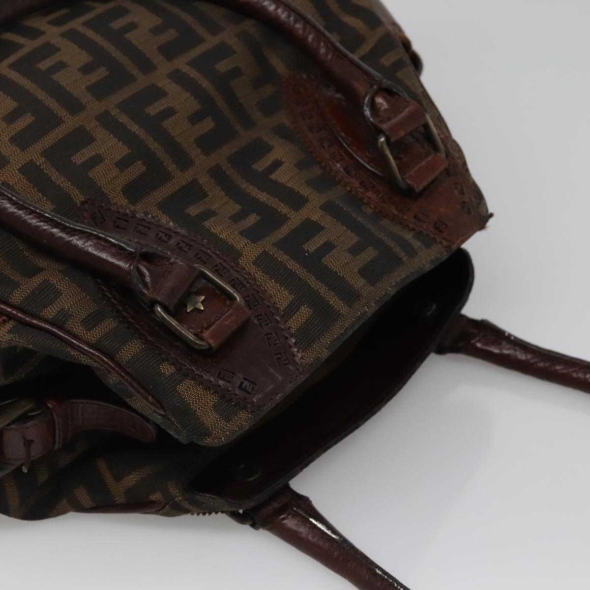 FENDI Zucca Canvas Hand Bag Black Brown Auth ep10140