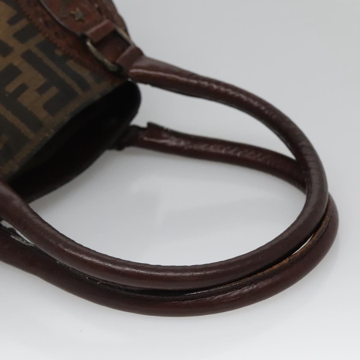 FENDI Zucca Canvas Hand Bag Black Brown Auth ep10140