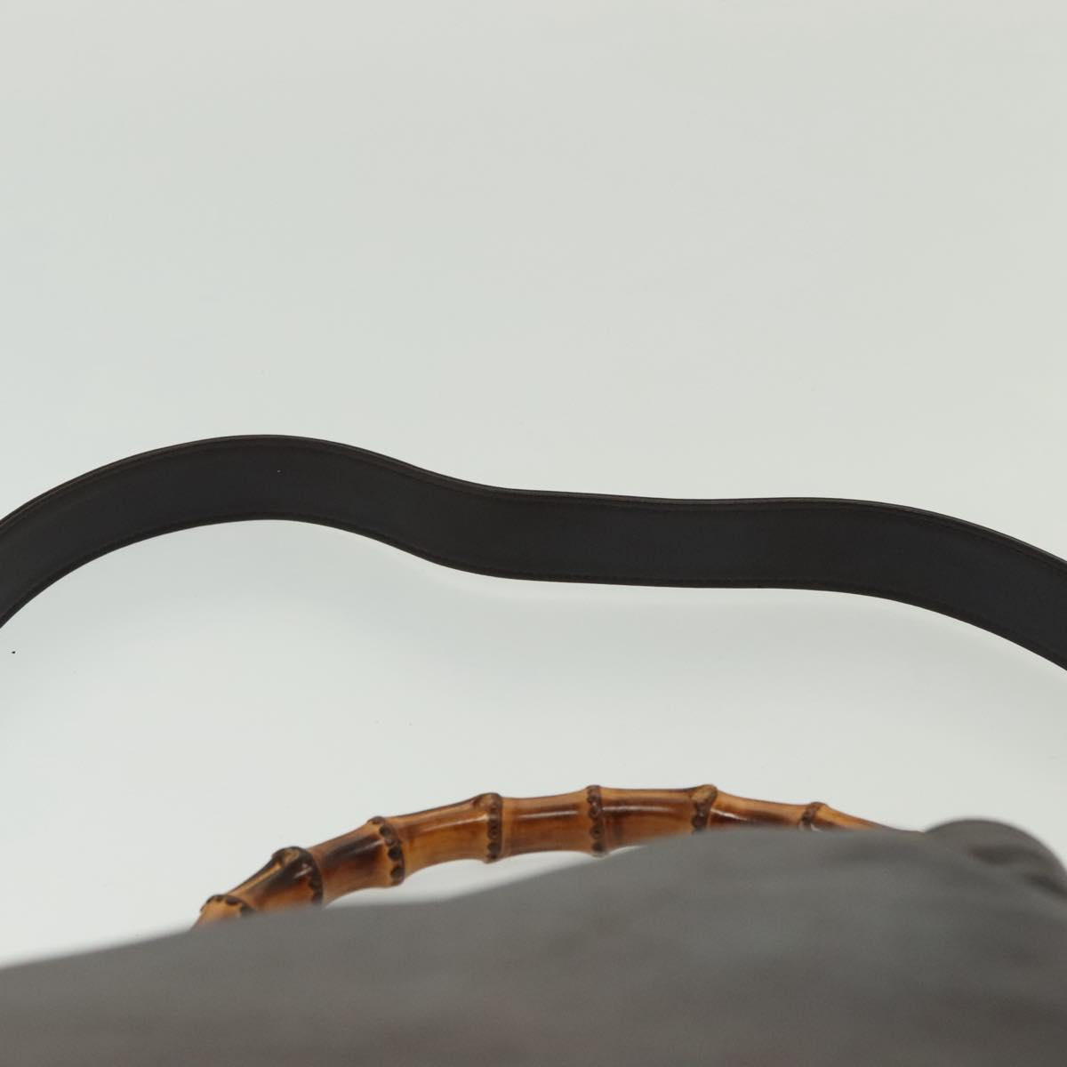 GUCCI Bamboo Hand Bag Leather 2way Black Gold 001 1577 Auth ep10141